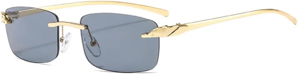 

Винтажные солнцезащитные очки без оправы с рисунком гепарда для женщин, конфетные цвета, прозрачные линзы, дизайнерские солнцезащитные очки для мужчин SZVVBKK, Golden Gray