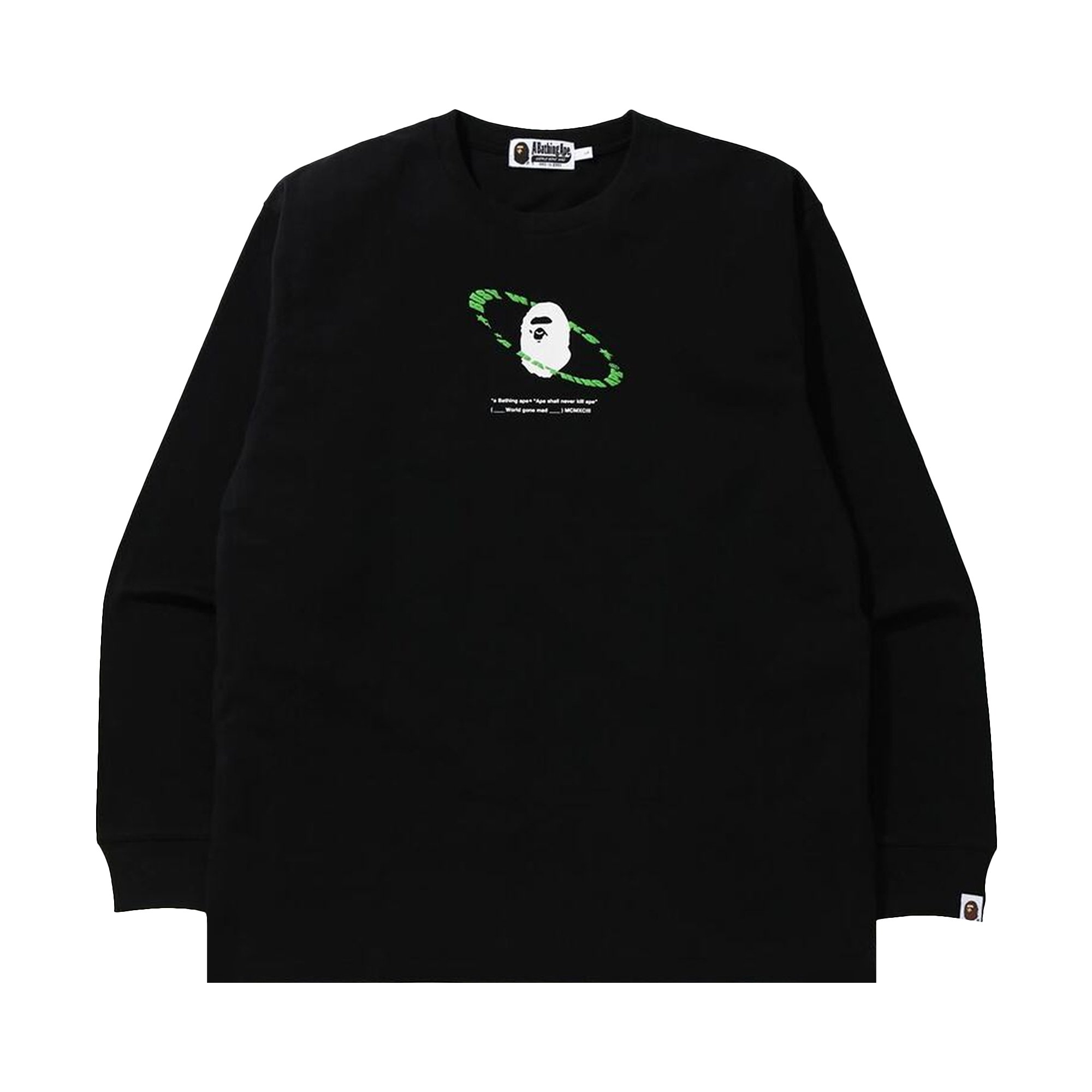 

BAPE Universe Ape Футболка свободного кроя с длинными рукавами, черная, Черный, BAPE Universe Ape Футболка свободного кроя с длинными рукавами, черная