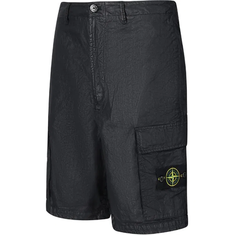 Шорты карго с патчем логотипа STONE ISLAND, Black — фото 4