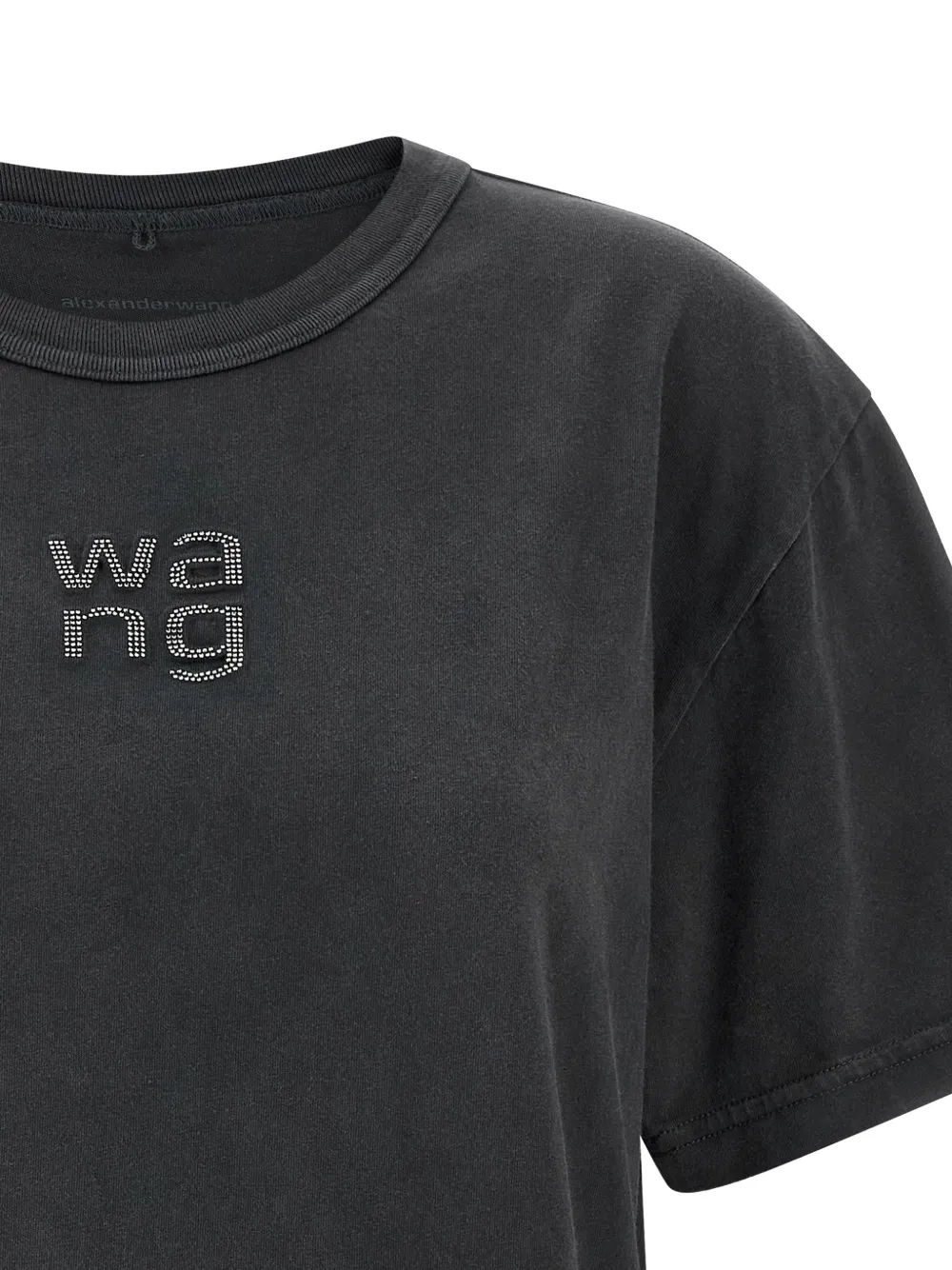 Футболка с логотипом, украшенным стразами Alexander Wang, серый — фото 3