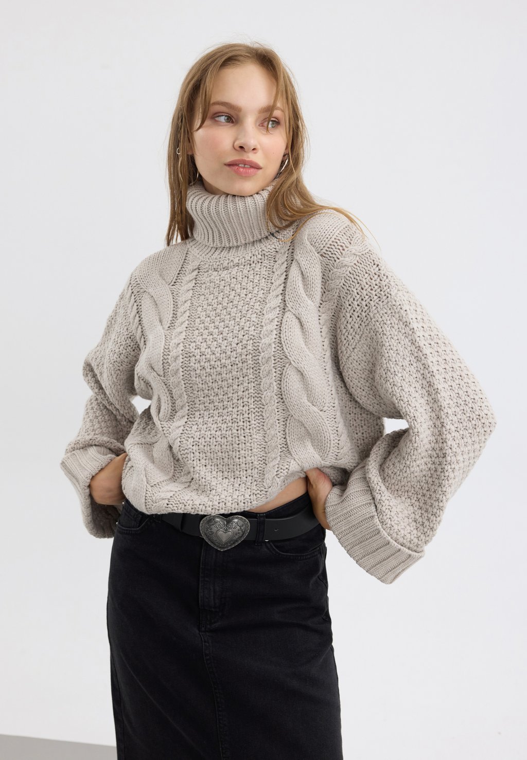 

Джемпер TURTLE NECK CABLE Even&Odd, бежевый