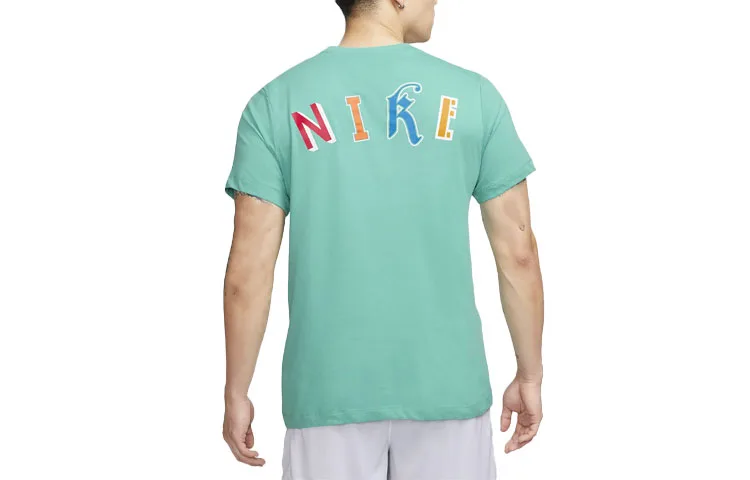 Nike Футболка dri fit мужская с круглым вырезом, умеренный прямой крой, бирюзовый — фото 3