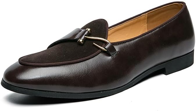 

Мужские классические кожаные лоферы Santimon, элегантная обувь с запрессовкой, свадебные бархатные туфли к смокингу, коричневый