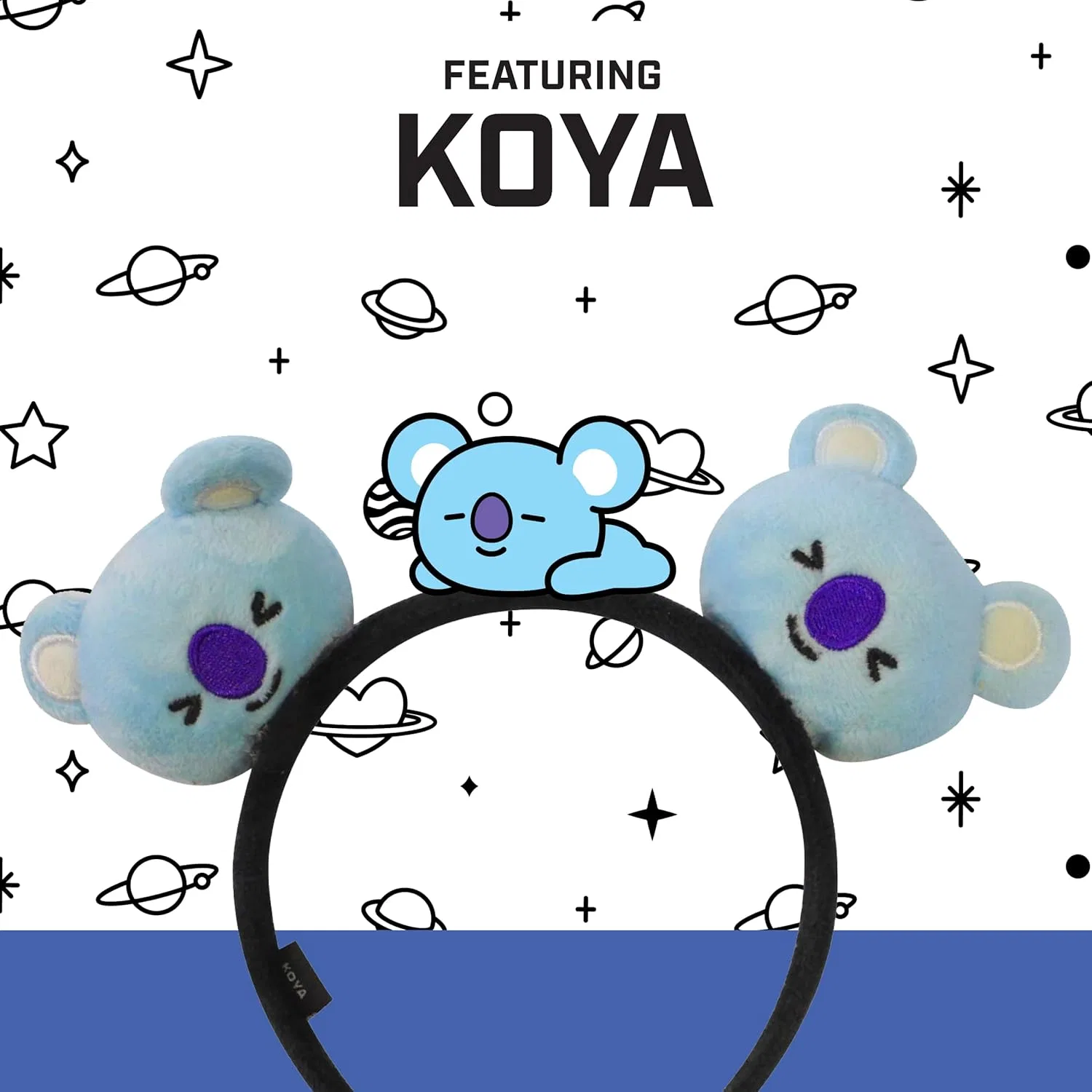 Женская повязка на голову с 3D-ушками KOYA от Concept One Concept One, Black / Blue — фото 4