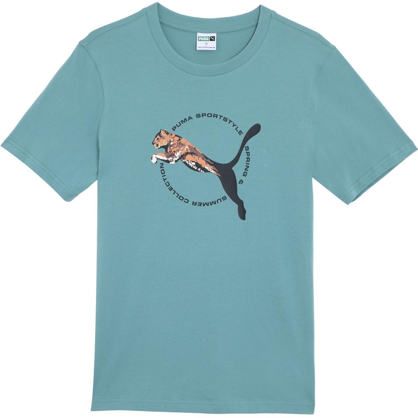 

Футболка REAL CAT мужская серая/синяя Puma, серый/синий