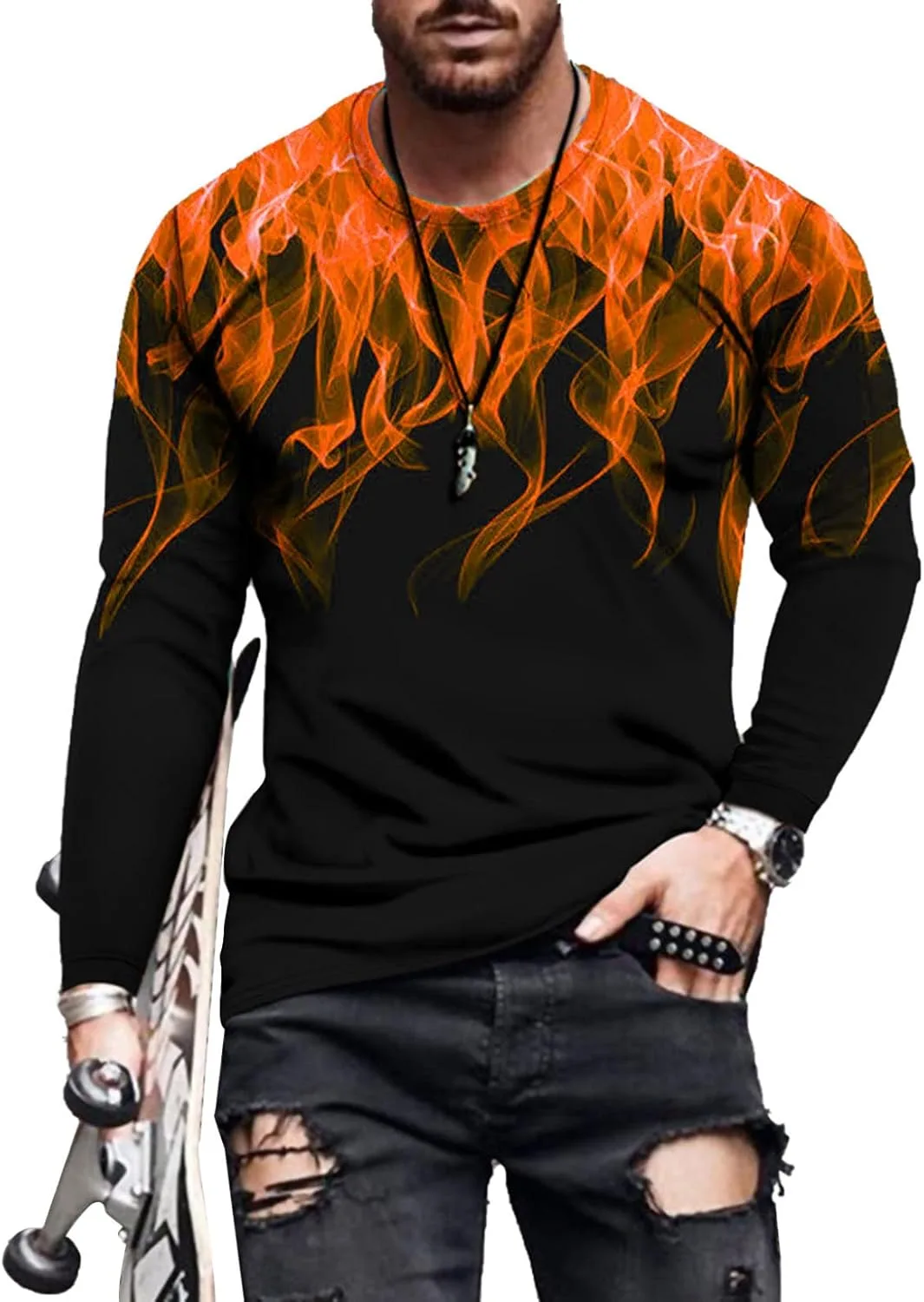 

Футболка Hansber с принтом, длинный рукав, slim fit