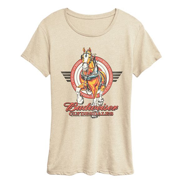 

Женская футболка с принтом Budweiser Clydesdales Crest Licensed Character, Beige