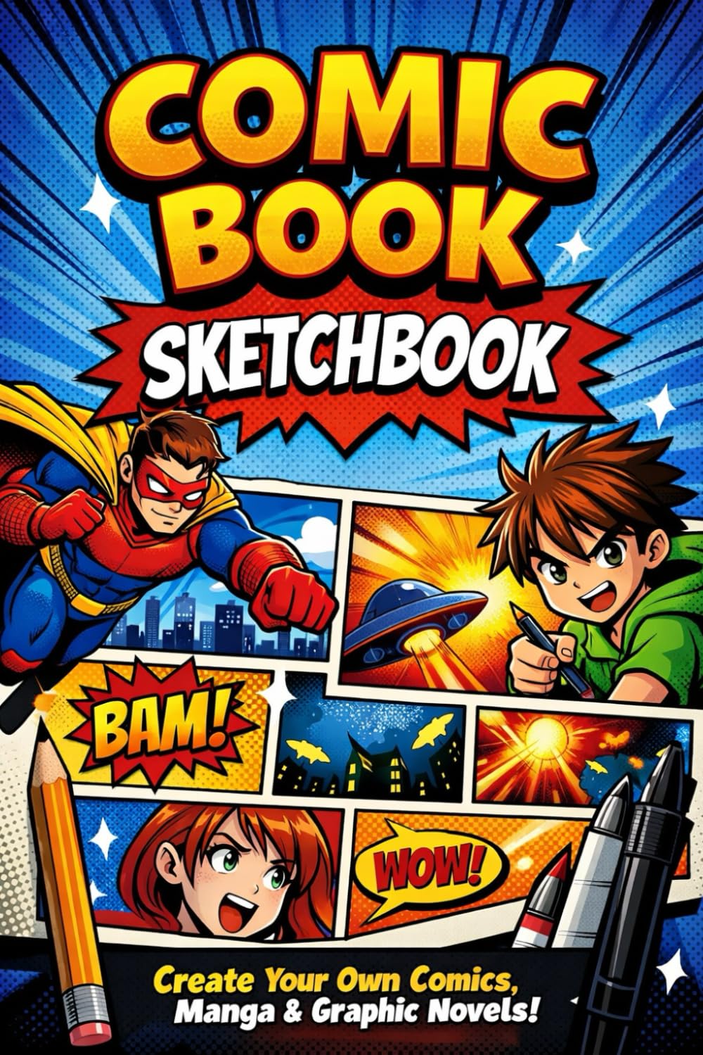 

Comic Book Sketchbook: Blank Comic Panels Drawing Notebook to Create Your Own Comics, Manga & Graphic Novels (Independently published)