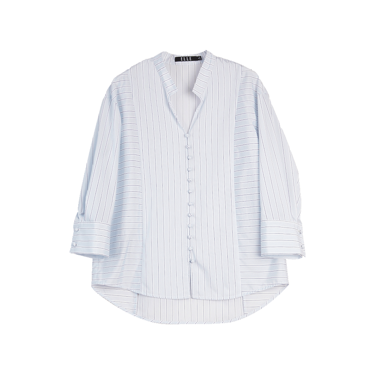 

ELLE Рубашка женская синяя с отложным воротником тонкая