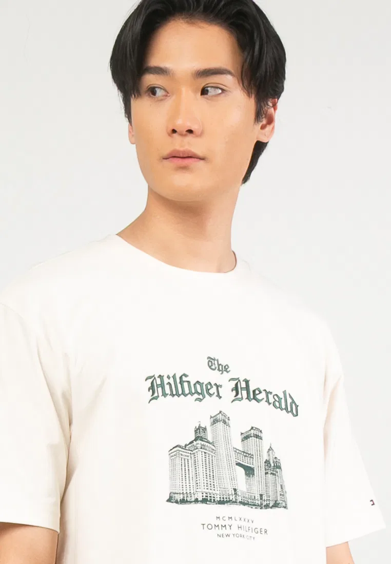 Футболка с графическим принтом, Tommy Hilfiger, Skyline, слоновая кость — фото 3