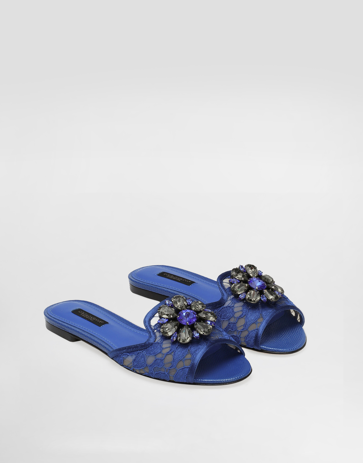 Тапочки из кружева с кристаллами Dolce & Gabbana, синий — фото 2