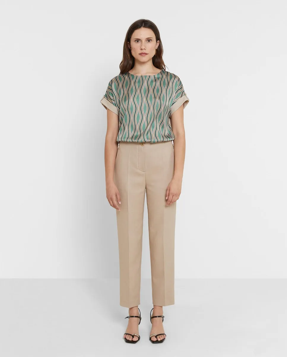 

Женские прямые брюки итальянского кроя с высокой талией Trucco, бежевый