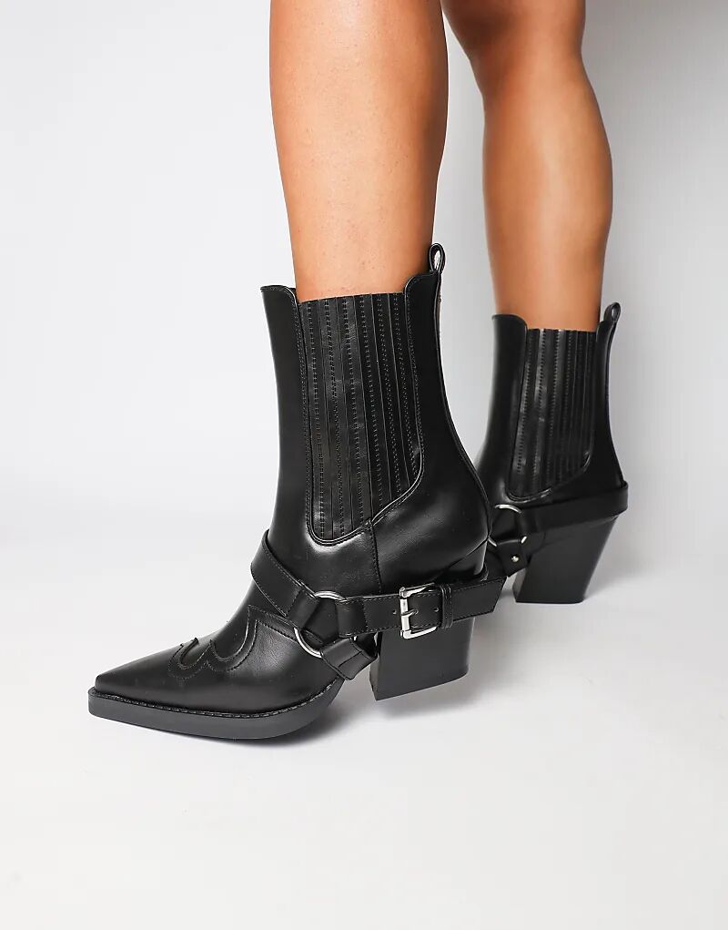 Ботильоны в стиле вестерн с седлом SIMMI Shoes Esperanza черного цвета