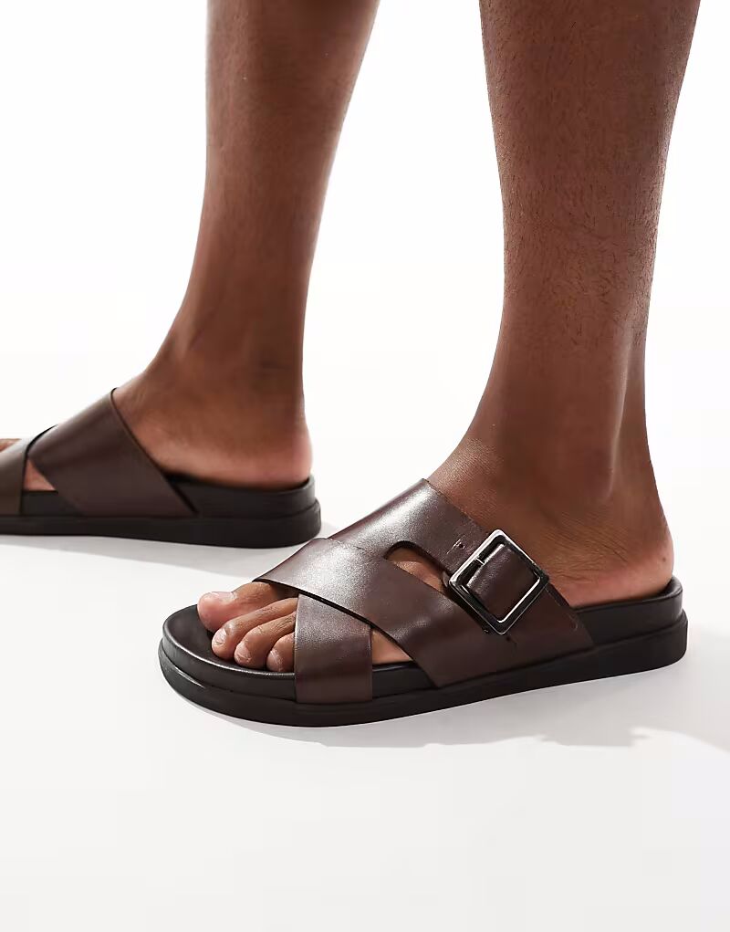 

Сандалии schuh Summit с пряжкой на стельке из коричневой кожи