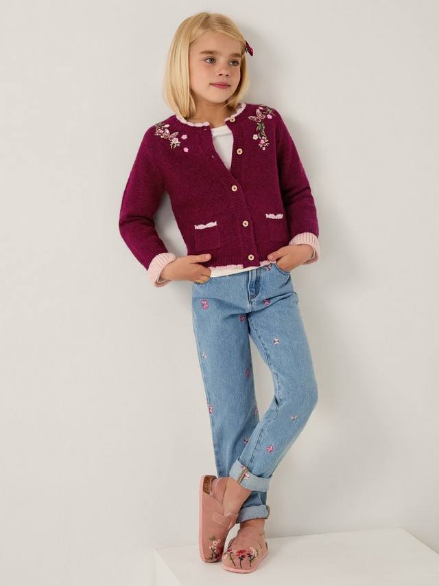

Детский кардиган из шерстяной смеси с вышивкой Monsoon, Burgundy