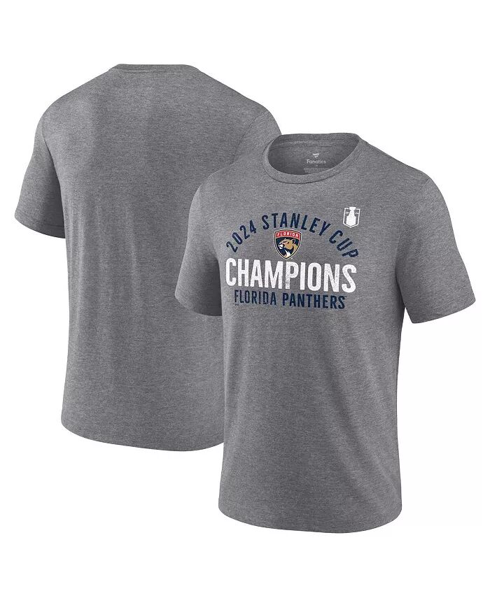 

Мужская футболка Heather Grey Florida Panthers с изображением чемпионов Кубка Стэнли 2024 Rush Tri-Blend Fanatics, серый