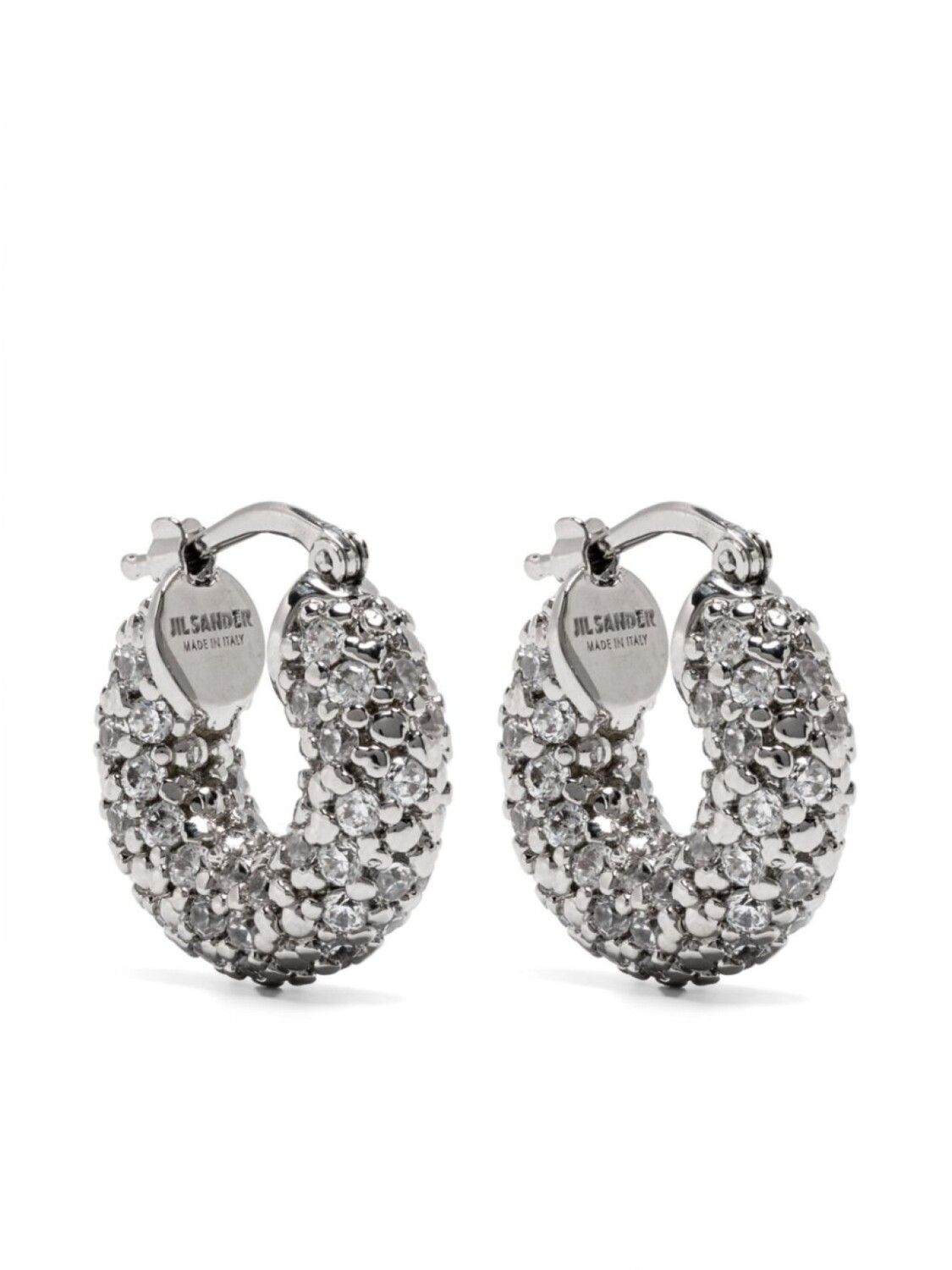 

Серьги-кольца с кристаллами Jil Sander, серебряный