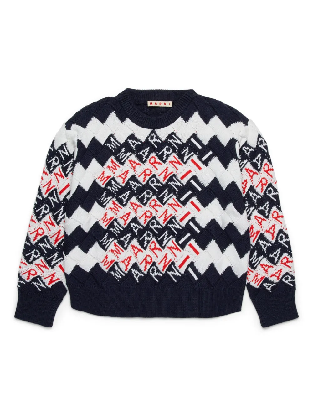 

Свитер вязки интарсия с логотипом Marni Kids, синий