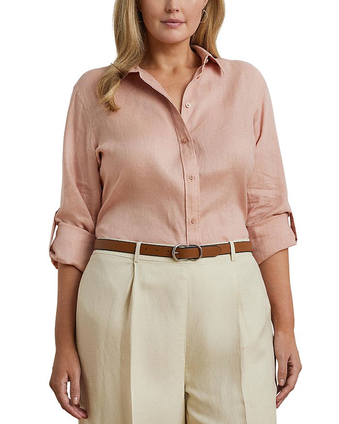 

Рубашка Plus из льна Ralph Lauren, розовый