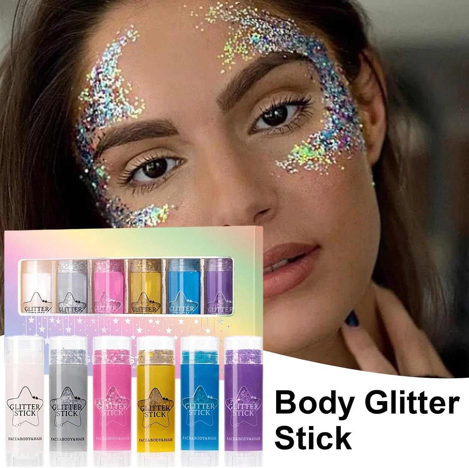 Блеск для тела и лица 6 шт, Glitter, 0.1 кг — фото 2