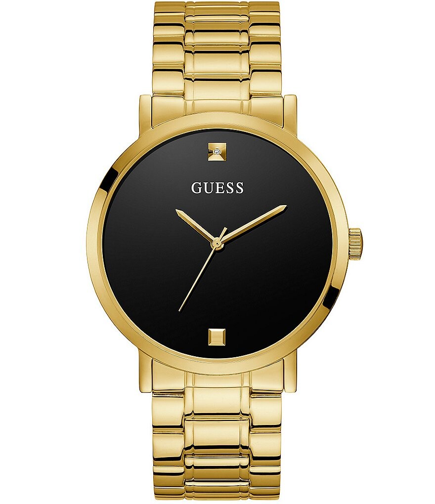 

Мужские аналоговые часы Guess с золотыми тонами и черными бриллиантами, золотой