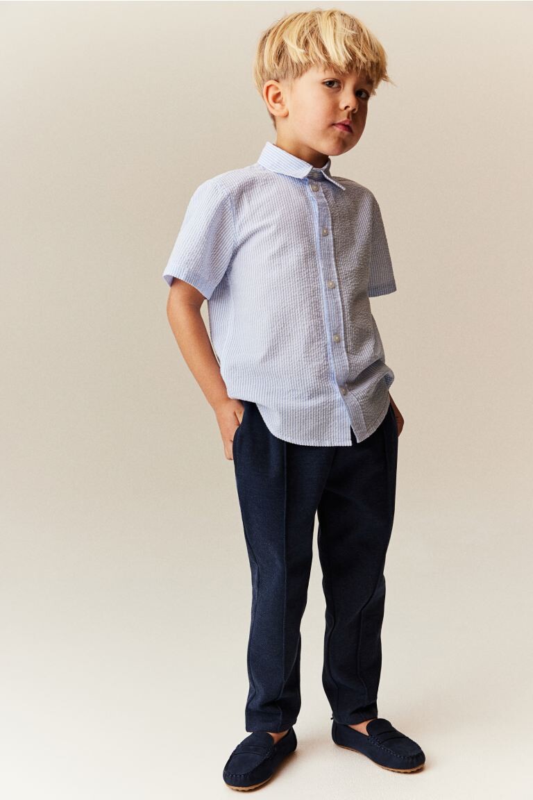 

Рубашка с коротким рукавом из хлопка H&M, синий