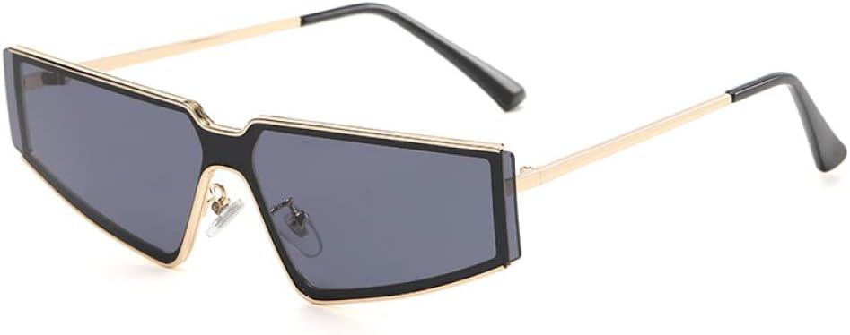 

Женские солнцезащитные очки неправильной формы, металлические золотистые солнцезащитные очки, женские многоугольные солнцезащитные очки из сплава с защитой от УФ-излучения UV400 LANGSER, Black