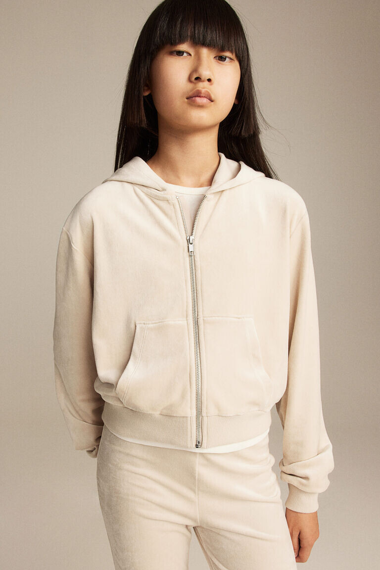 

Велюровая толстовка на молнии H&M, бежевый