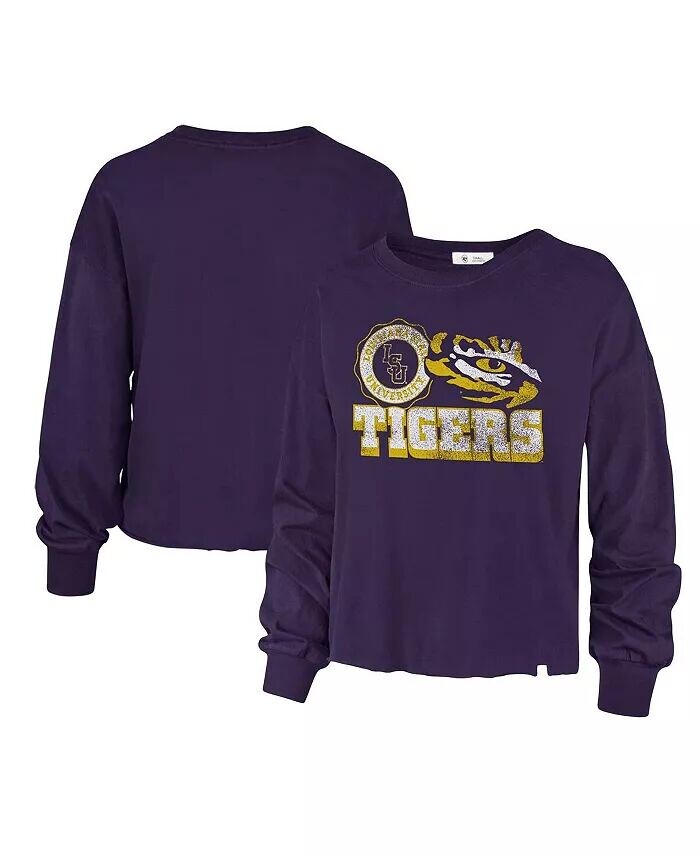 

Женская фиолетовая рваная футболка с длинным рукавом LSU Tigers Bottom Line Parkway '47 Brand