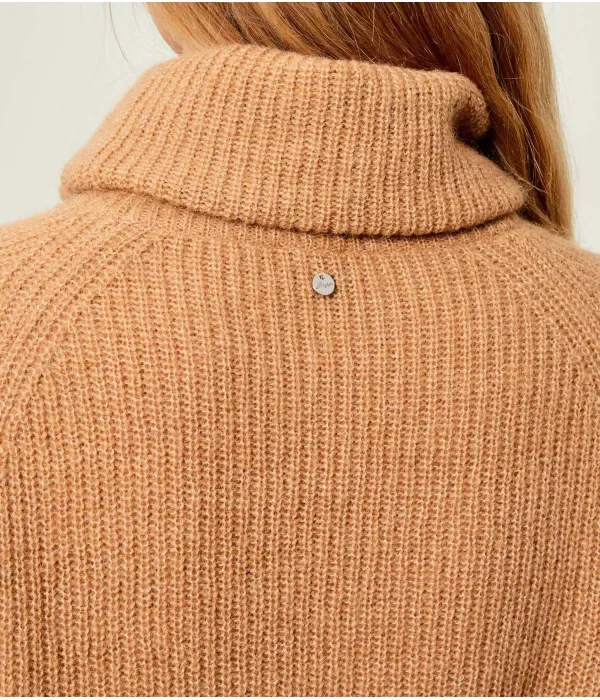 Шерстяная водолазка C_Falodina regular fit Boss Orange, коричневый — фото 4