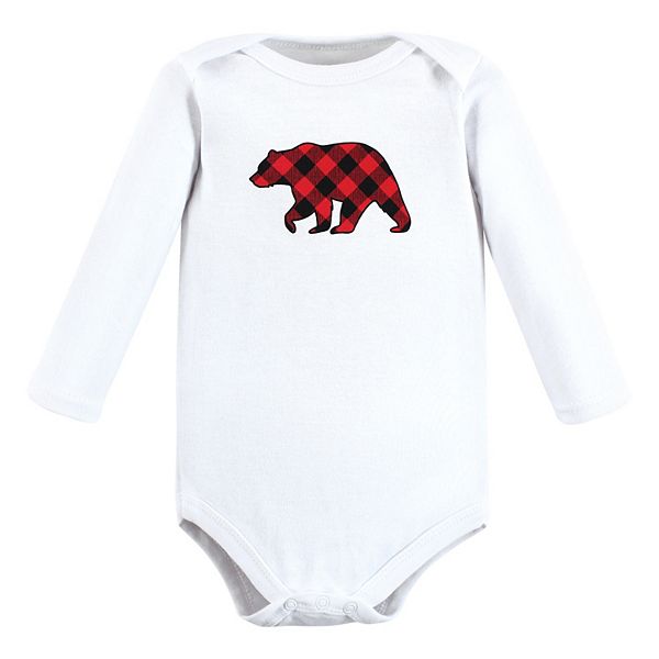 Детский боди с длинным рукавом из хлопка, принт медведь в клетку buffalo, 5 шт Hudson Baby — фото 3