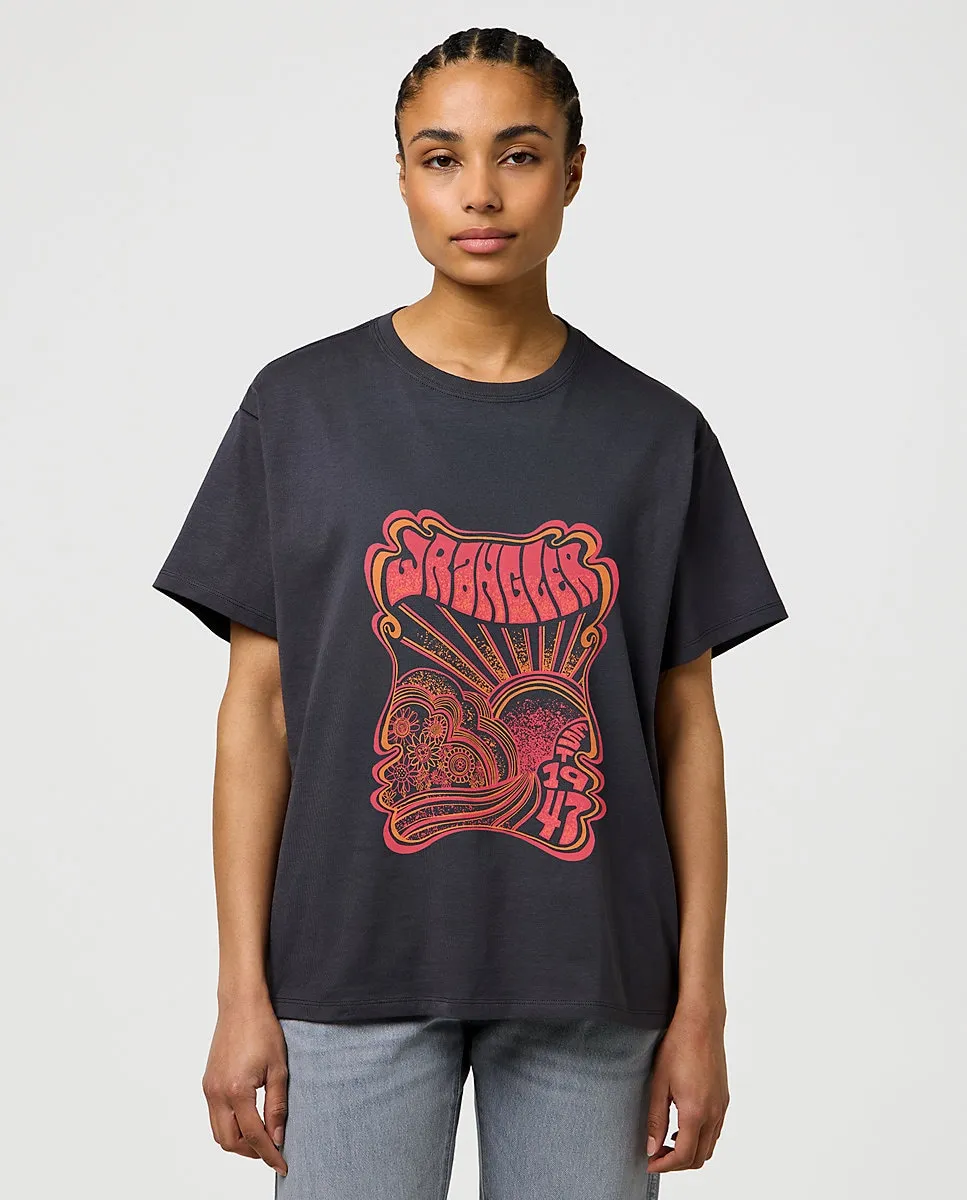 

Женская футболка свободного кроя с принтом на передней части Wrangler, черный