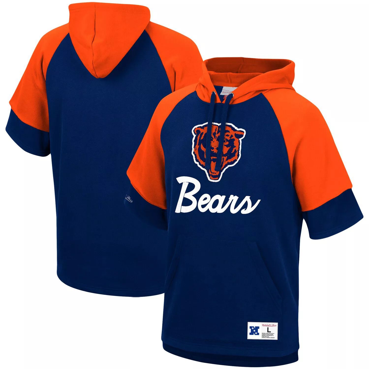 

Мужской темно-синий пуловер с капюшоном Mitchell & Ness Chicago Bears Home Advantage реглан с короткими рукавами