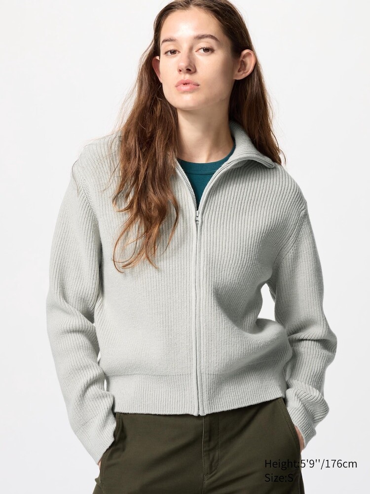 

Кардиган с застежкой-молнией Uniqlo, цвет 02 серый