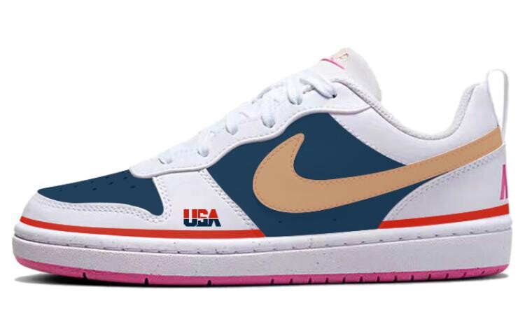 

Кроссовки Nike Court Borough Skateboard Shoes Women's Low-Top White Blue, Белый, Кроссовки Nike Court Borough Skateboard Shoes Women's Low-Top White Blue