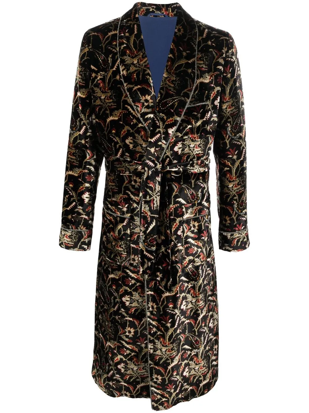 

Пальто с цветочным узором и поясом ETRO, черный