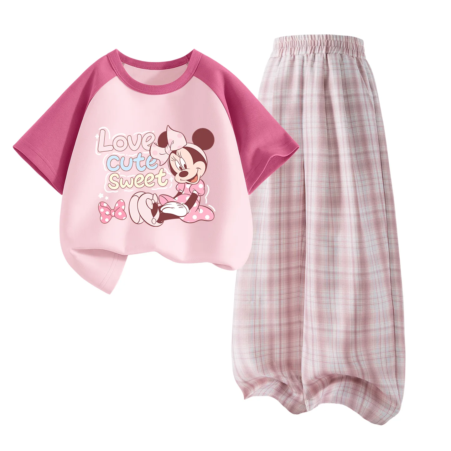 Детская спортивная футболка с круглым вырезом Disney, Deloroni Berry Pink+Solid Color Quartz Pink