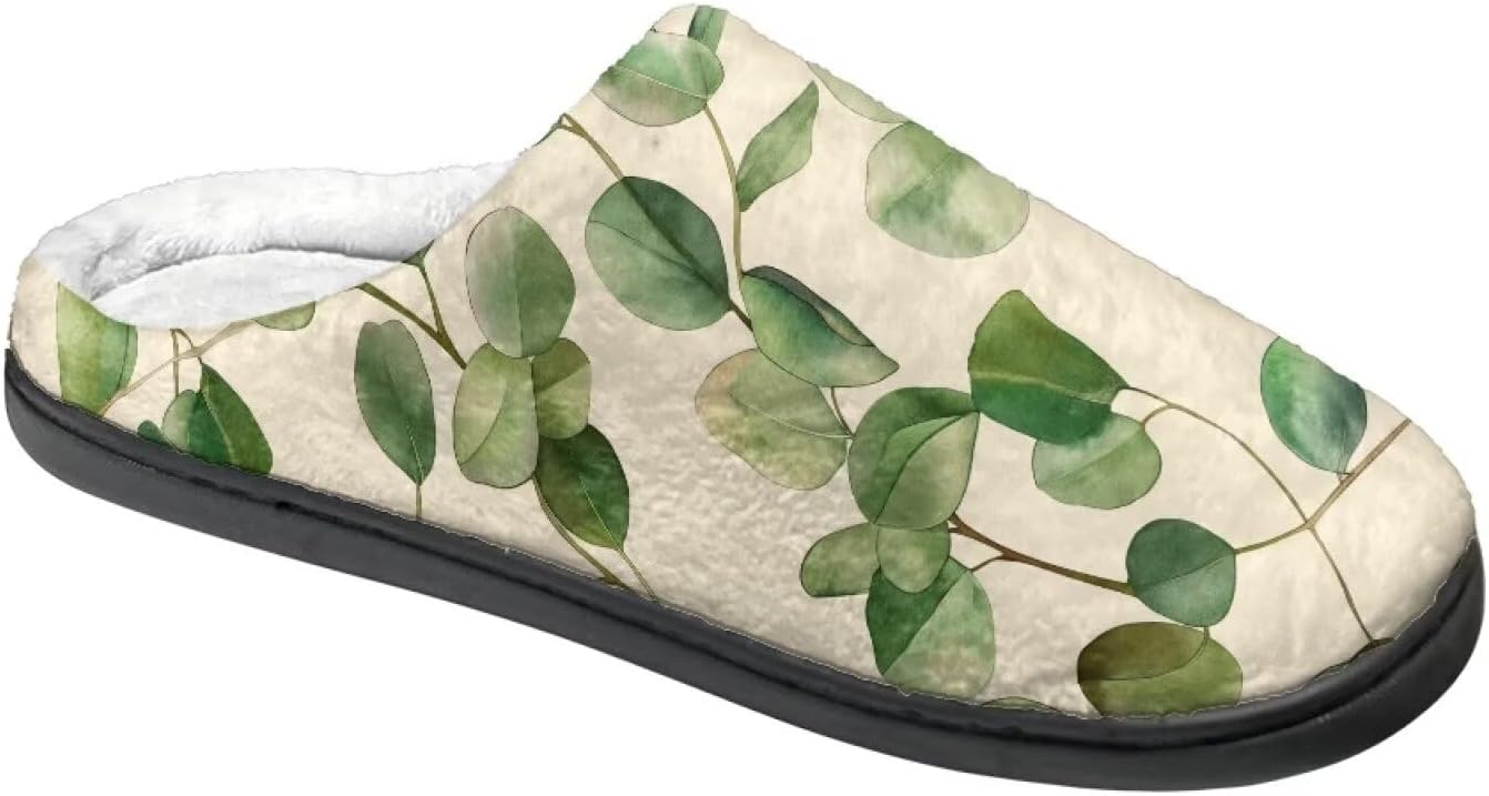 

Тапочки для женщин и мужчин, домашние мягкие плюшевые тапочки с мемори-пеной, теплые Rweroyiu, Leaves