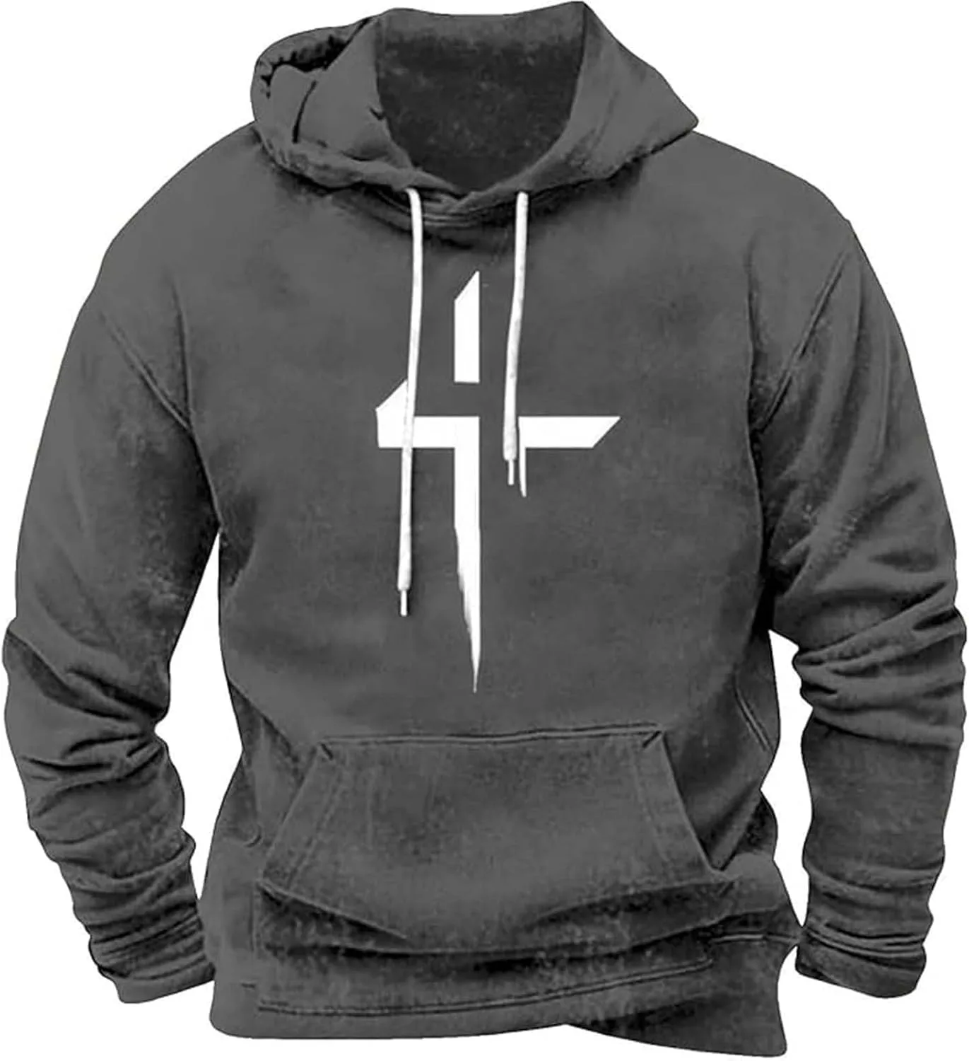 

Мужская худи Vintage Cross Print с капюшоном и карманом