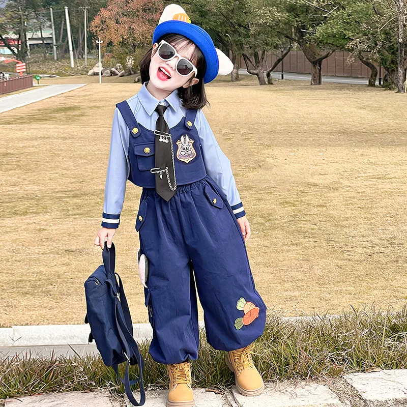 Детская спортивная одежда для весны и осени Disney, (Large Hat) Three-Piece Set Rabbit Police Officer — фото 4