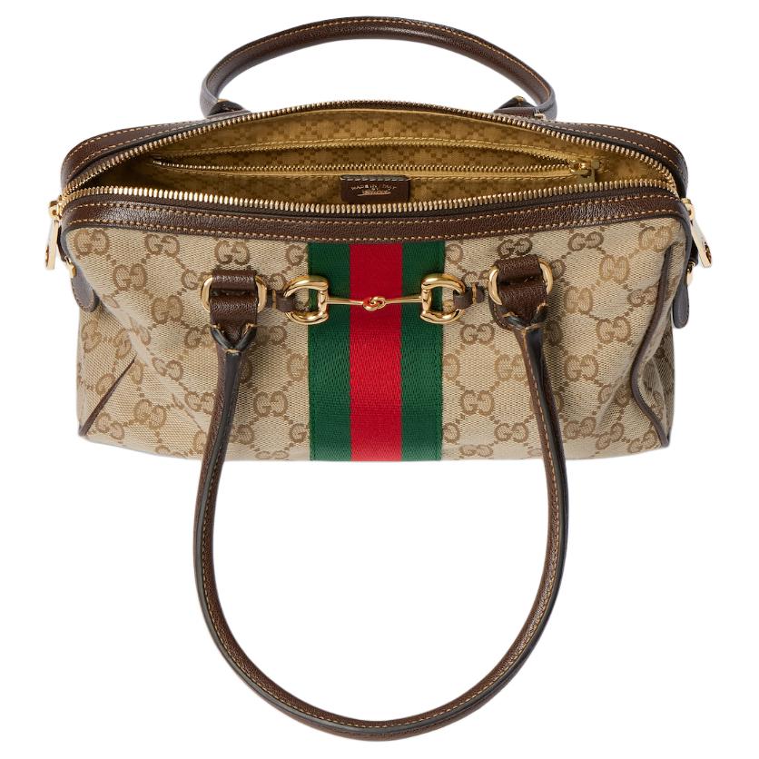 GUCCI Сумка GG Canvas, женская средняя сумка через плечо Sand & Dark Brown — фото 4