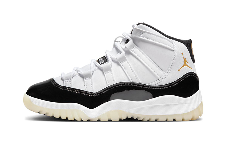 

Jordan Air Jordan 11 Детские баскетбольные кроссовки PS, White/Black/Metallic Gold