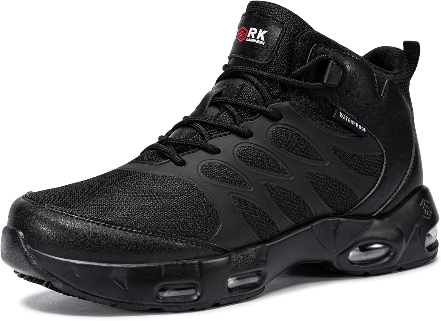 

Мужские нескользящие ботинки LARNMERN для ресторанного сервиса, дышащая сетка, водонепроницаемые, уличные, противоскользящие ботинки, обувь для повара, повседневная обувь, походные кроссовки, черный