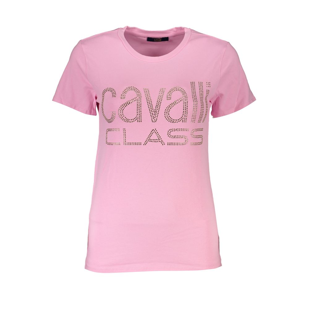 

Розовая хлопковая футболка cavalli CLASS, розовый