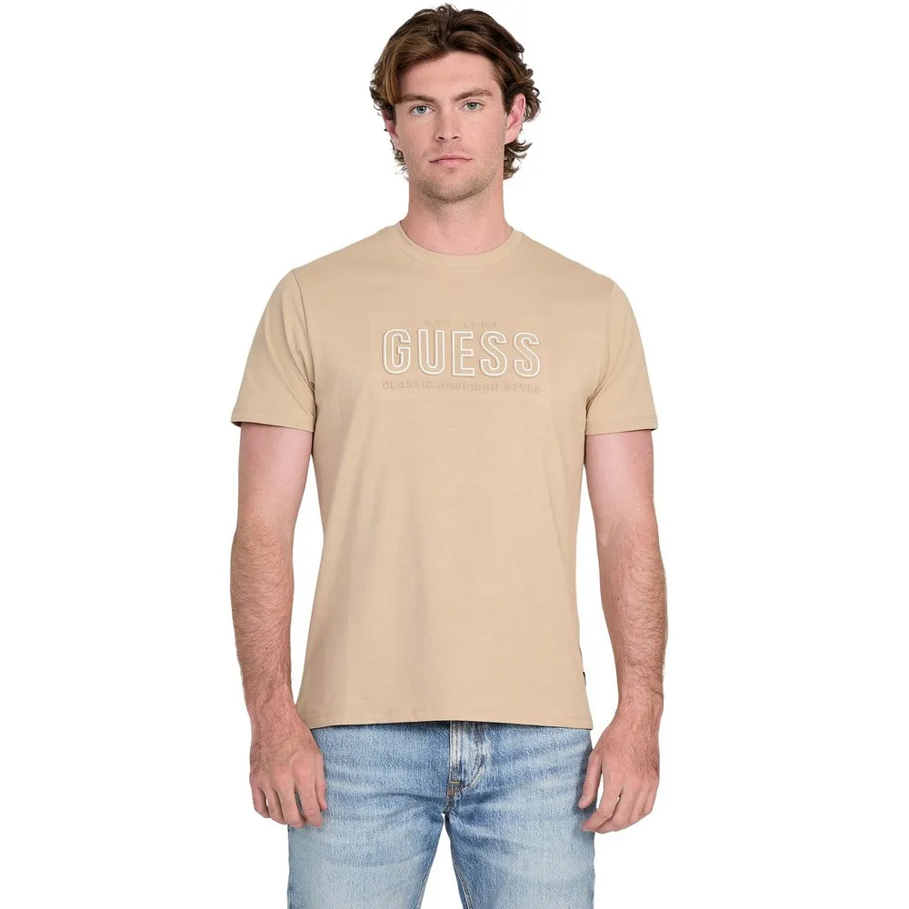 

Футболка с коротким рукавом Guess Basic Gueembossed Logo, бежевый