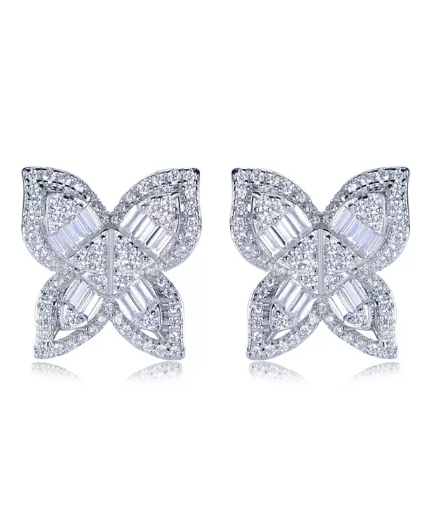 

Серьги-Бабочки Suzy Levian из стерлингового серебра с кубическими цирконами и многогранными фигурками Suzy Levian New York, silver