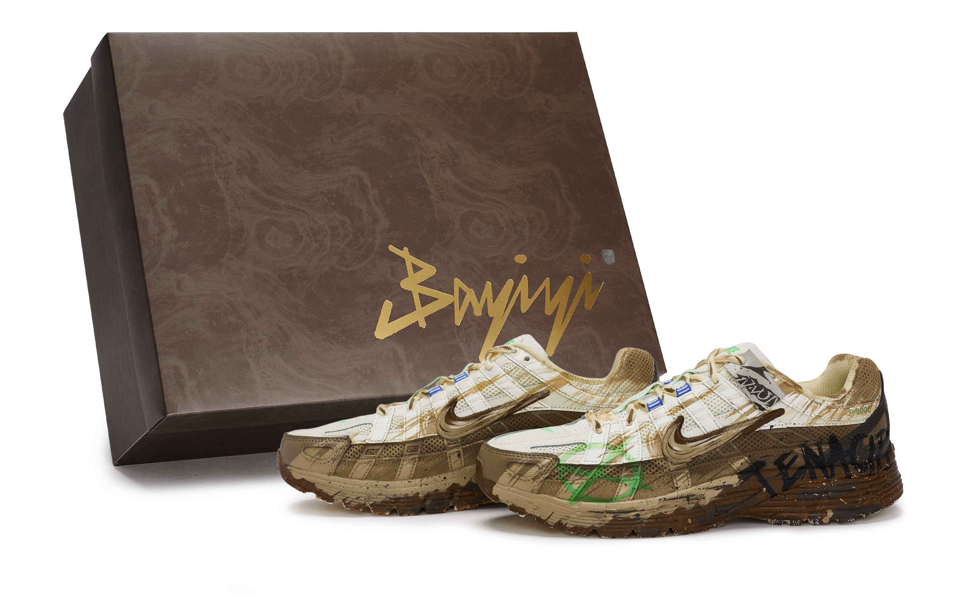 

Nike Кроссовки для бега P 6000 с противоскользящей подошвой, износостойкие, мужские, черные, коричневые, зеленые