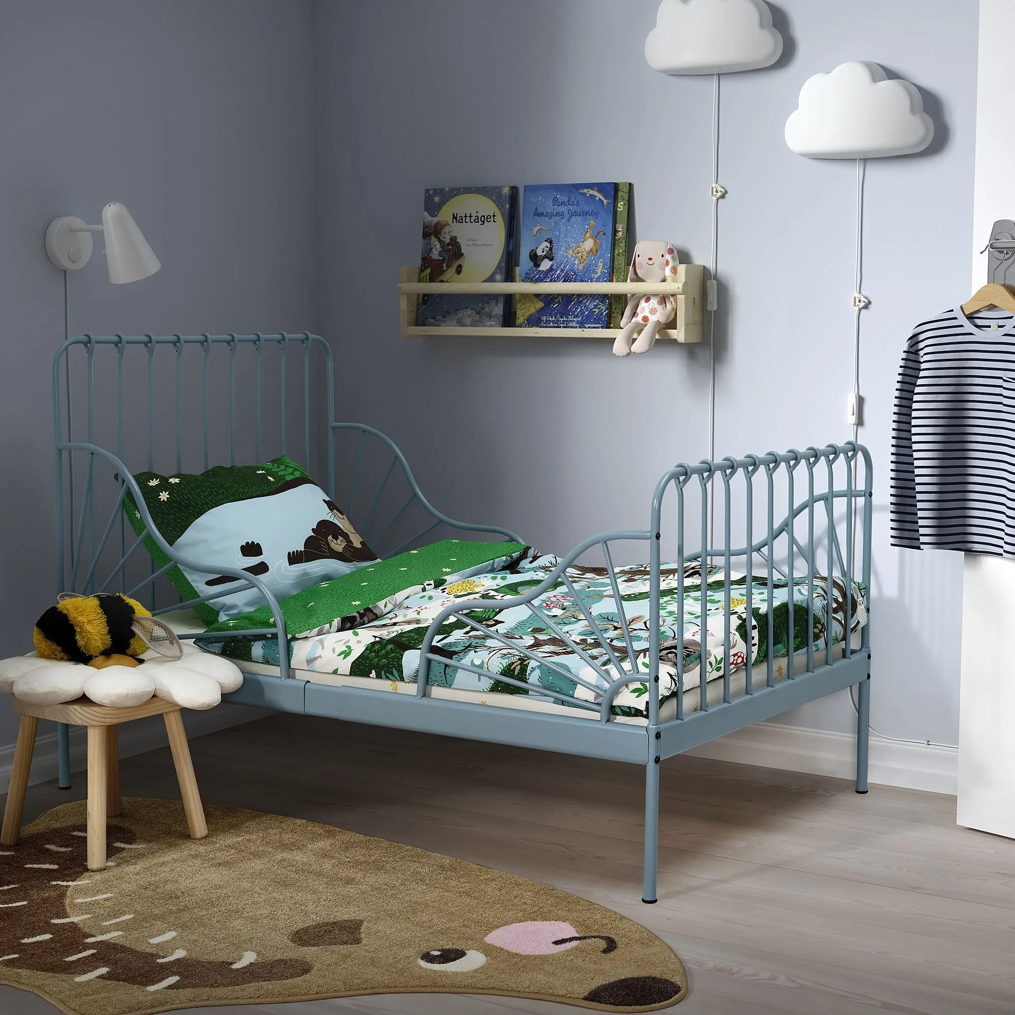 Раздвижная кровать, серый/синий, 80x200 см, MINNEN/LURÖY IKEA — фото 3