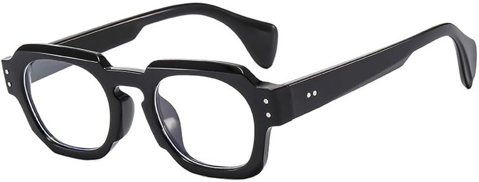 

Квадратные солнцезащитные очки для женщин, модные, с прозрачными линзами цвета океана, защита от ультрафиолета UV400, винтажные, мужские, с заклепками, в стиле панк SKFGNX, Black Clear