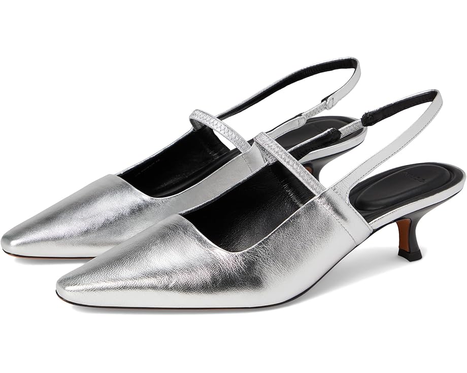 

Туфли Vince Venice Kitten Slingbacks, цвет Silver Leather